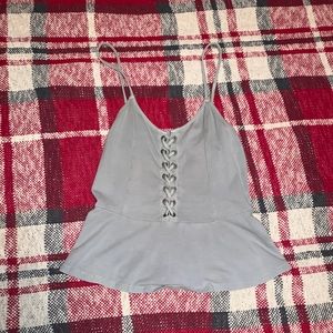 Olive cropped ruffled tank